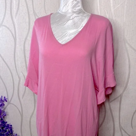 🌹 Pink Ruffle Tunic Dress Top 🌹 - Picture 2 of 9